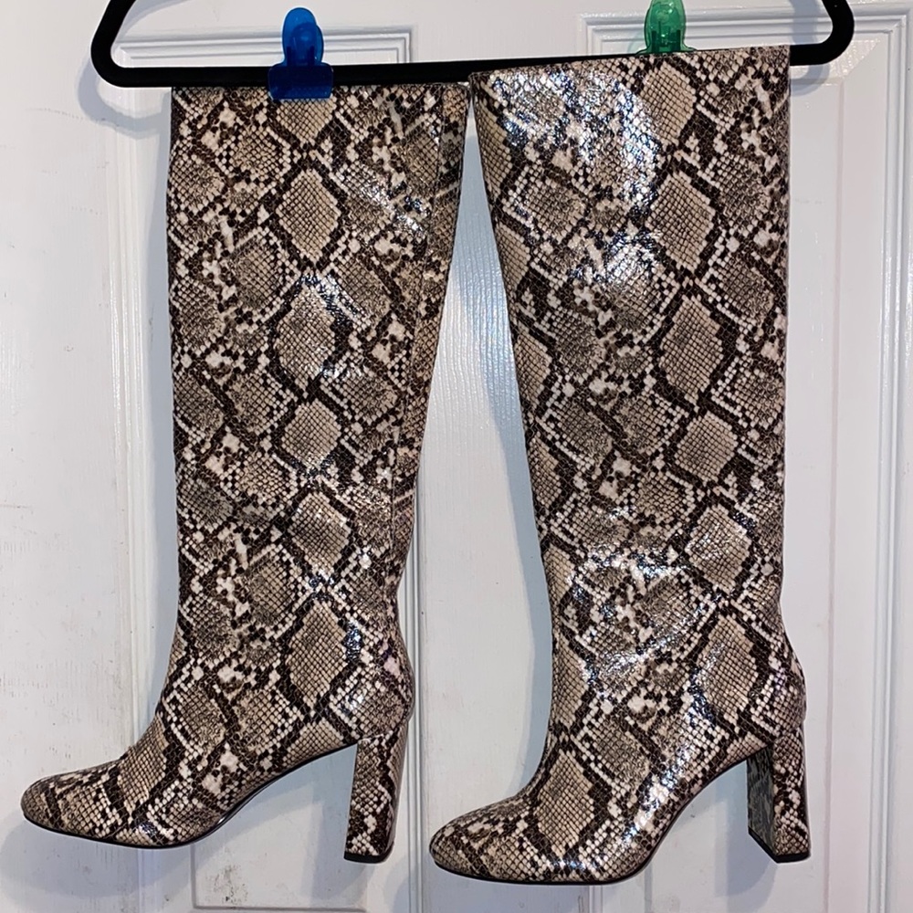 Zara snake print knee high boots size 37